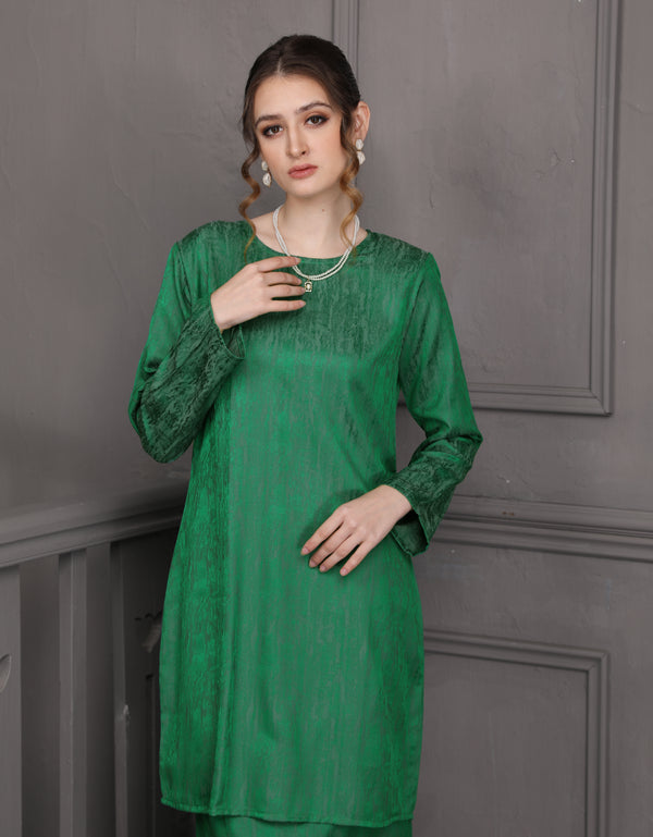BAJU KURUNG PAHANG MODEN GENEVIE (EMERALD GREEN)